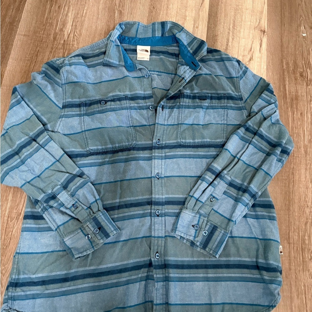 The North Face Multi-Stripe Button Down Shirt in Blue and Gray